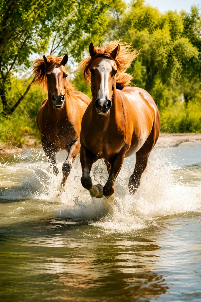 Majestic Dual Horses Spiritual Portrait Canvas | PrintPosters.in